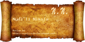 Nyúli Nikola névjegykártya